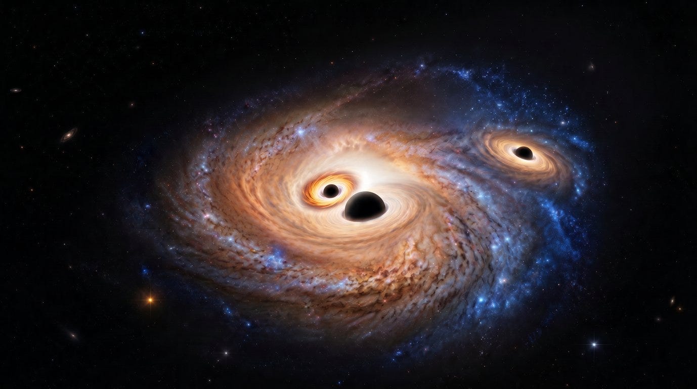 Three black holes discovered in a young galaxy | Max-Planck-Gesellschaft Three black holes discovered in a young galaxy | Max-Planck-Gesellschaft