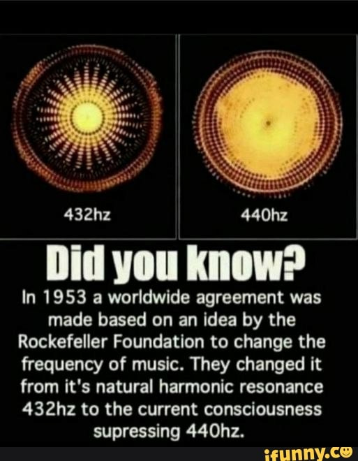 432hz Did you know? In 1953 a worldwide agreement was made based on an idea by the Rockefeller ...