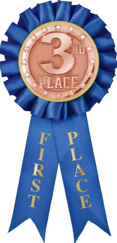Color Insert Rosette 3rd Place Ribbons | 1st Place Rosette 3rd Place Ribbon