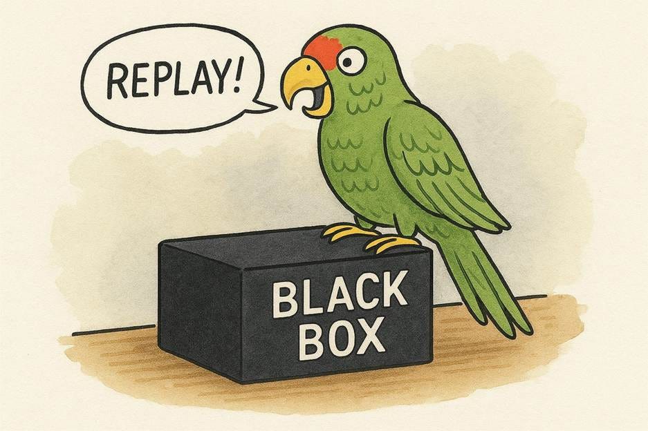 A cartoon of a parrot on a black box

AI-generated content may be incorrect.