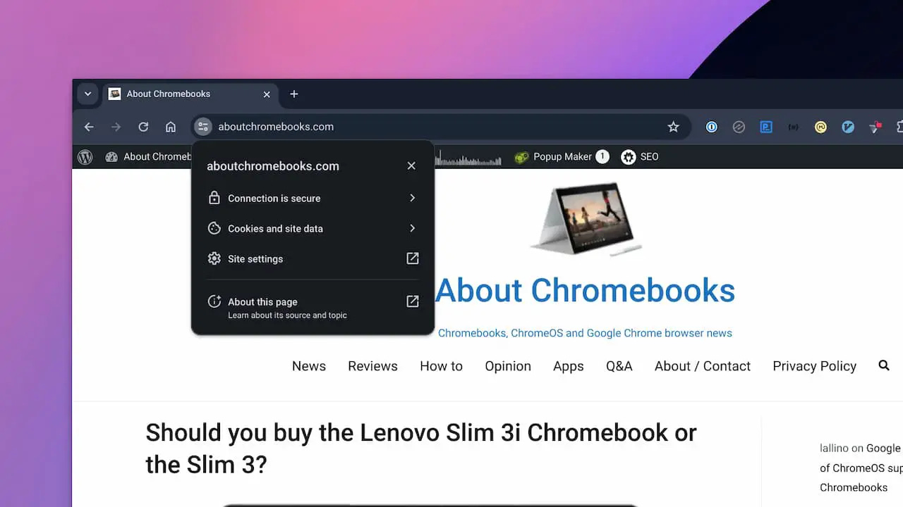 Chrome 117 tweaks the lock icon to one more accurately representing site settings 