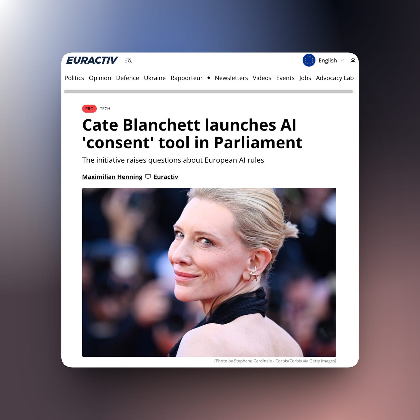 News article screenshot. The headline reads: