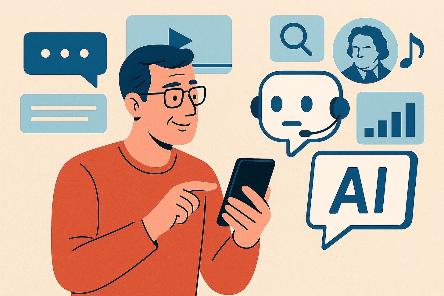 Ilustrație educativă despre AI: Cum să folosești inteligența artificială fără să fii expert