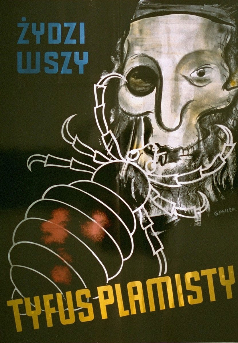 Nazi 1941 Propaganda Poster in Poland: "Jews Are Lice. They Cause Typhus"