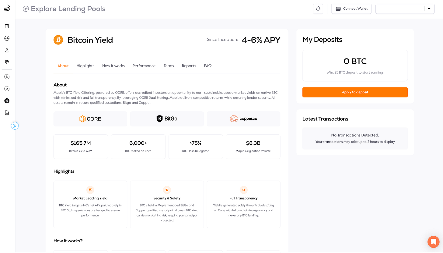 Maple Finance Bitcoin Yield product