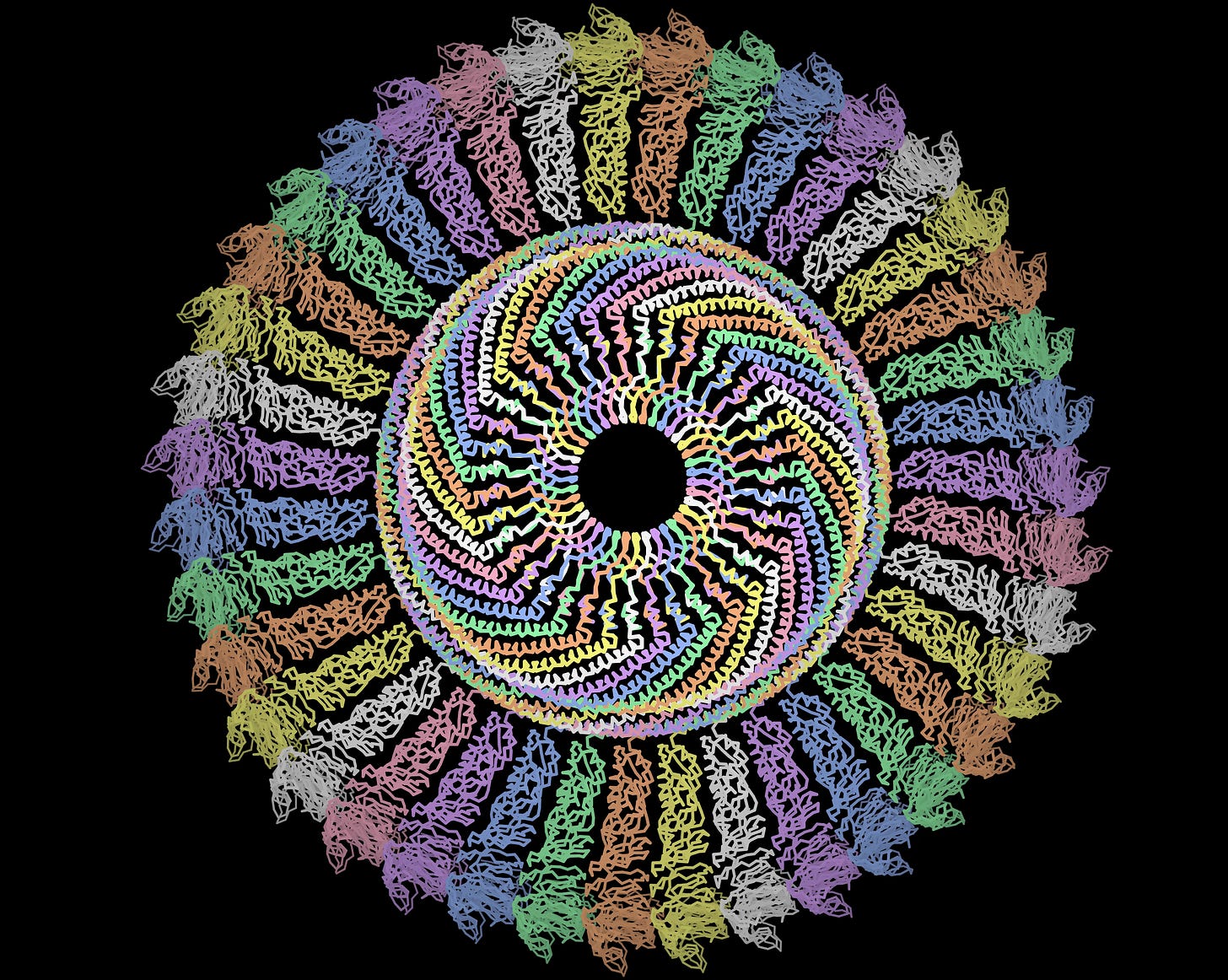 A digital rendering of a vault organelle as seen from its top A digital rendering of a vault organelle as seen from its top