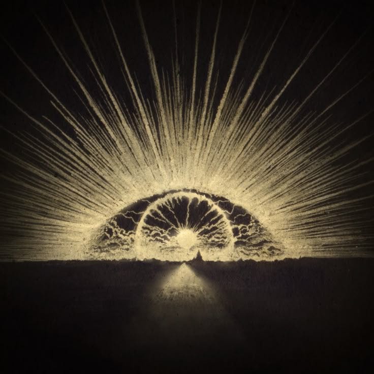 This may contain: an image of the inside of a large object with light coming from it's center