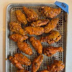 Crispy peach glazed wings
