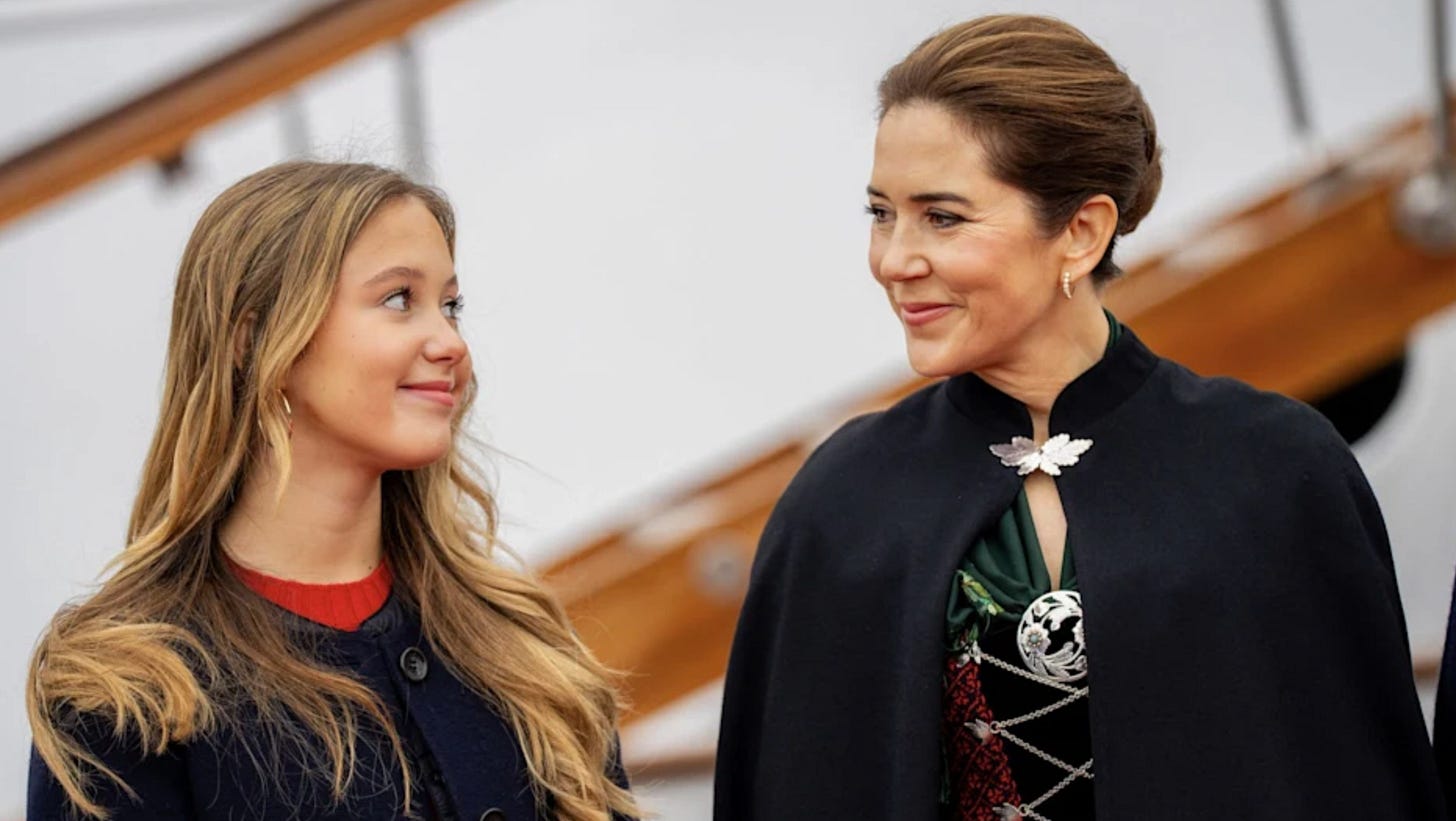 Queen Mary and Princess Josephine smiling at each other Queen Mary and Princess Josephine smiling at each other