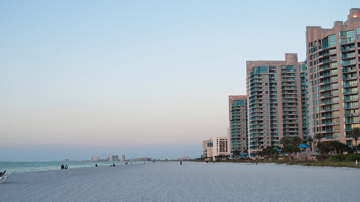 Condos fronting a duneless beach