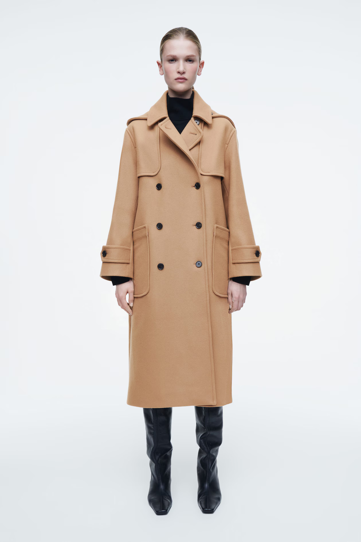 COS duffel coat in camel