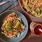 dinner, sorted: creamy coconut udon with crispy pork