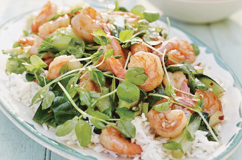 Spicy Thai Shrimp and Baby Bok Choy Stir Fry, Cook the Vineayard