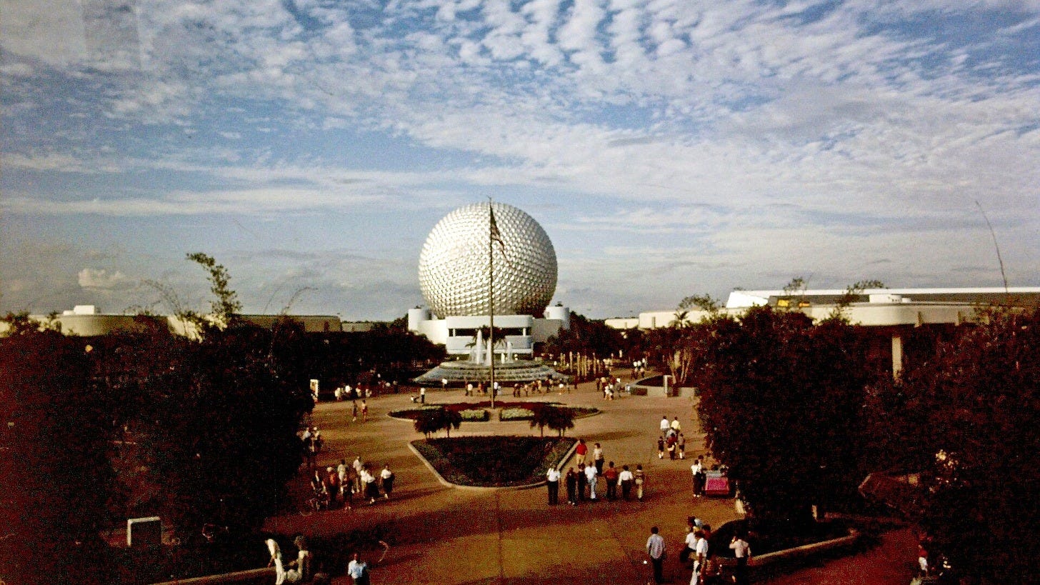 Spaceship Earth and EPCOT Center in 1983, the year the original EPCOT album came out. Image: Richard Guy Wilson via Wikimedia Commons