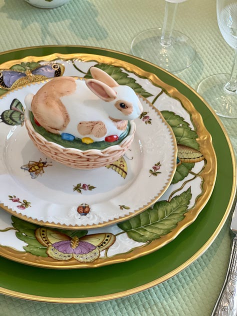 Easter Tablescapes with Herend Figurines and Anna Weatherly China