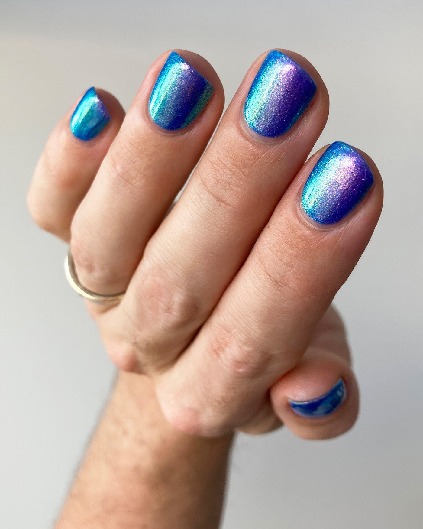 Iridescent blue purple Mercury’s Tears holographic nail polish