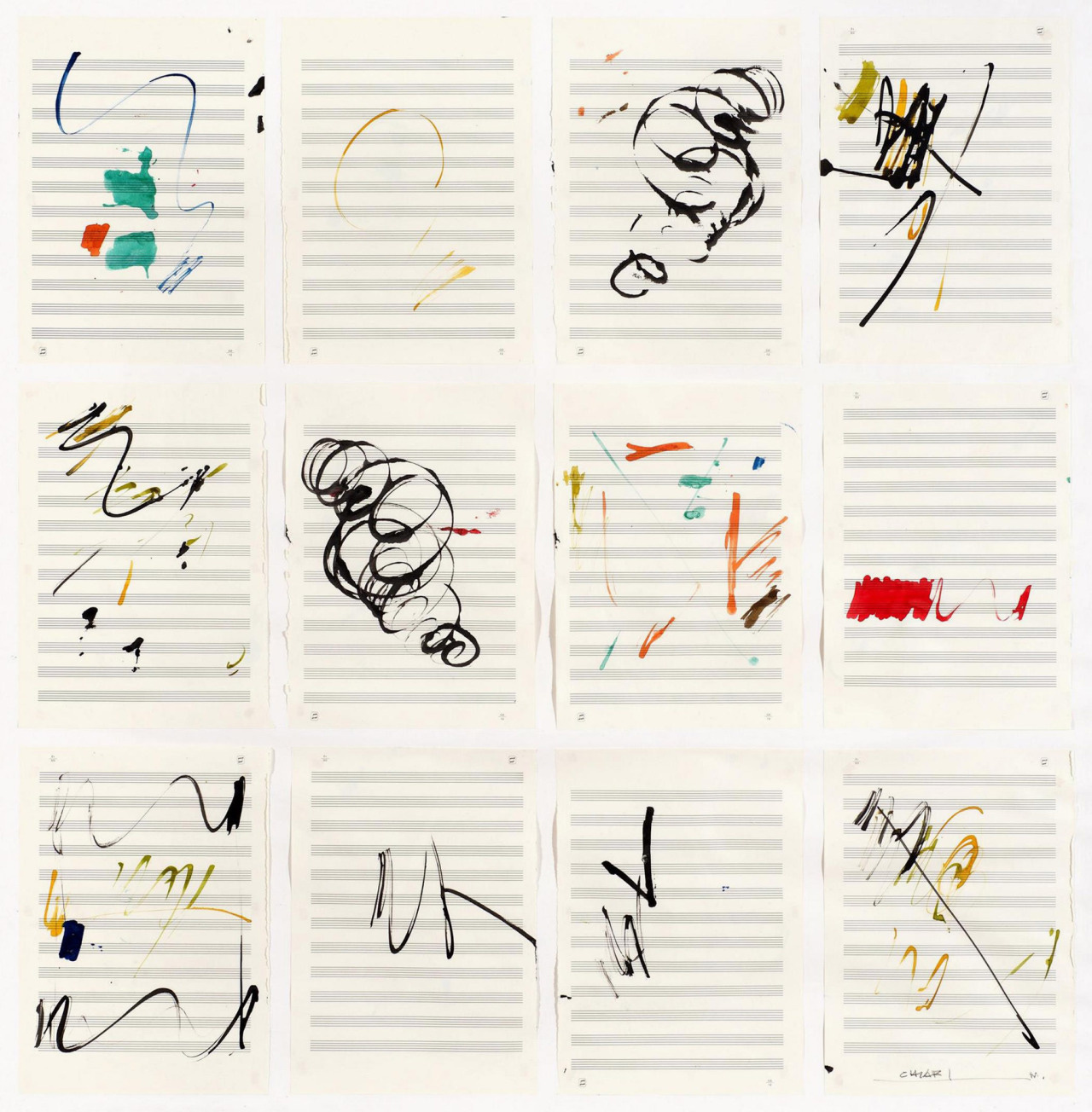 Giuseppe Chiari, Composizione su carta musicale 88 n° 109, 1988 [Archivio Giuseppe Chiari, Firenze]