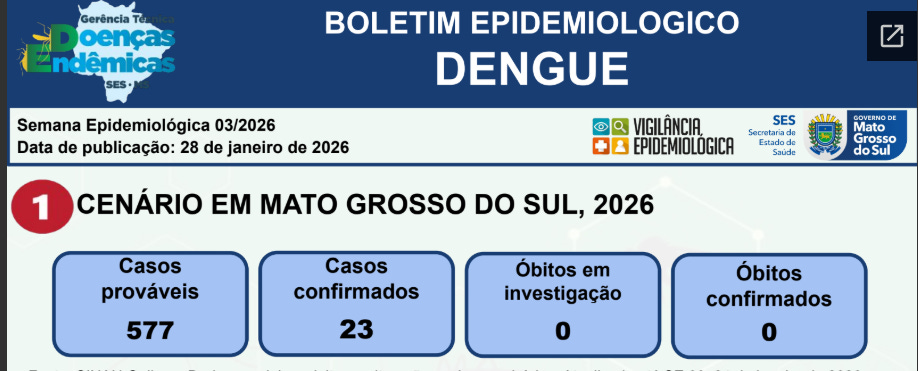Mato Grosso do Sul state reports more than 500 dengue and 600 chikungunya cases in first weeks of 2026