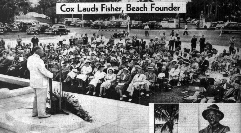 Figure 1: James Cox speech during the dedication ceremony. Courtesy of the Miami Daily News.