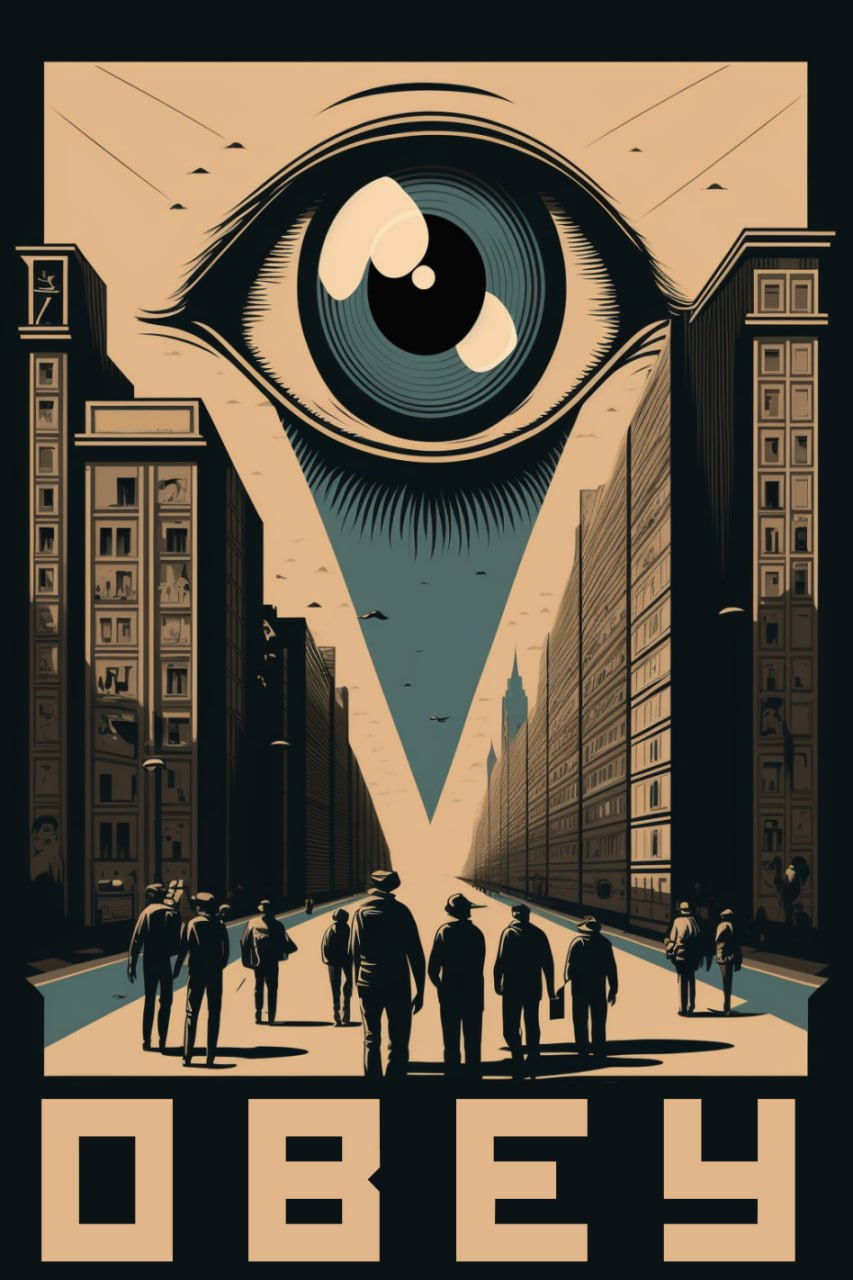 Obey by Midjourney inspired by 1984 : r/aiArt