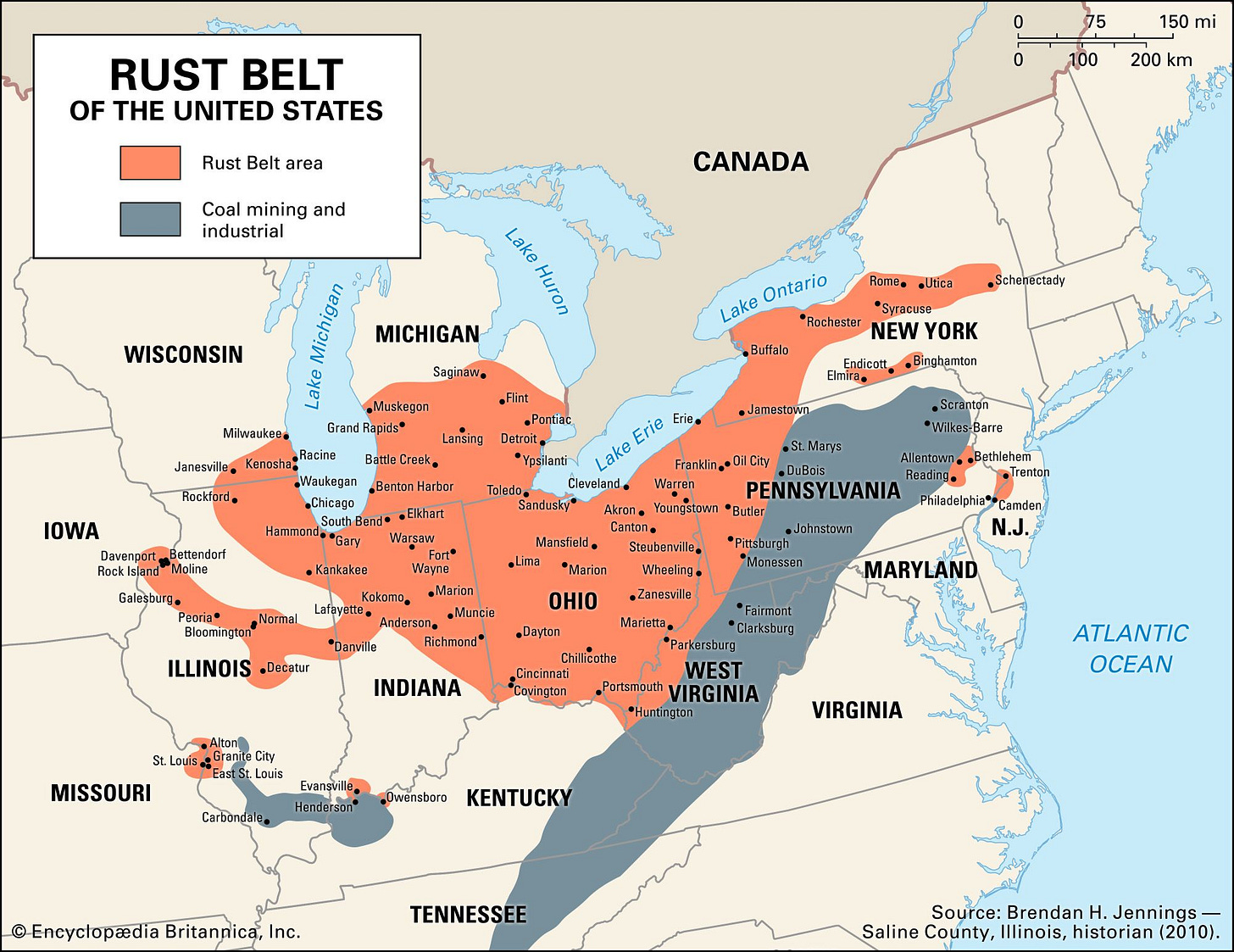 Rust Belt | Definition, Map, States, & Cities | Britannica