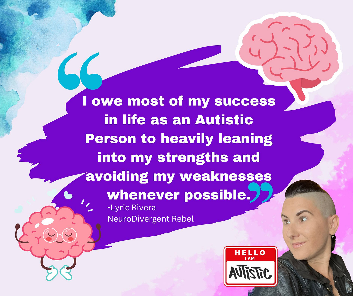 I owe most of my success in life as an Autistic Person to heavily leaning into my strengths and avoiding my weaknesses whenever possible. I owe most of my success in life as an Autistic Person to heavily leaning into my strengths and avoiding my weaknesses whenever possible.