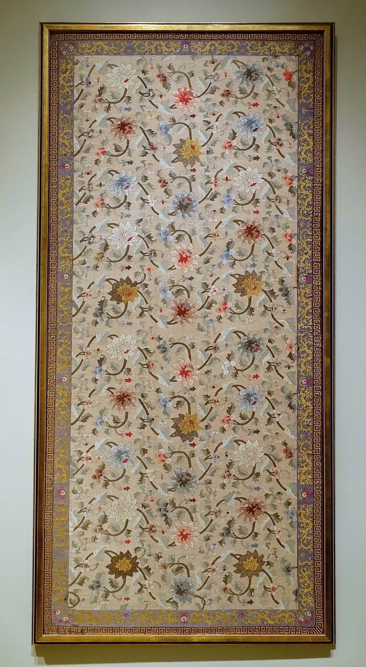 Chinese kesi silk tapestry with lotus design Chinese kesi silk tapestry with lotus design