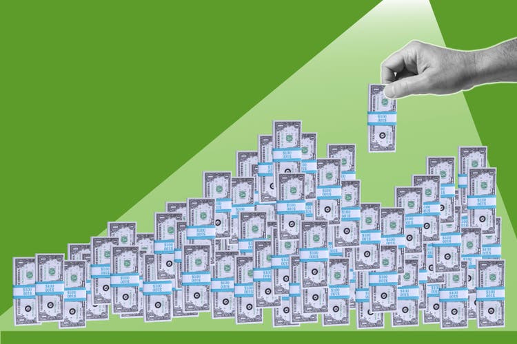 Accumulating wealth - Man"s hand