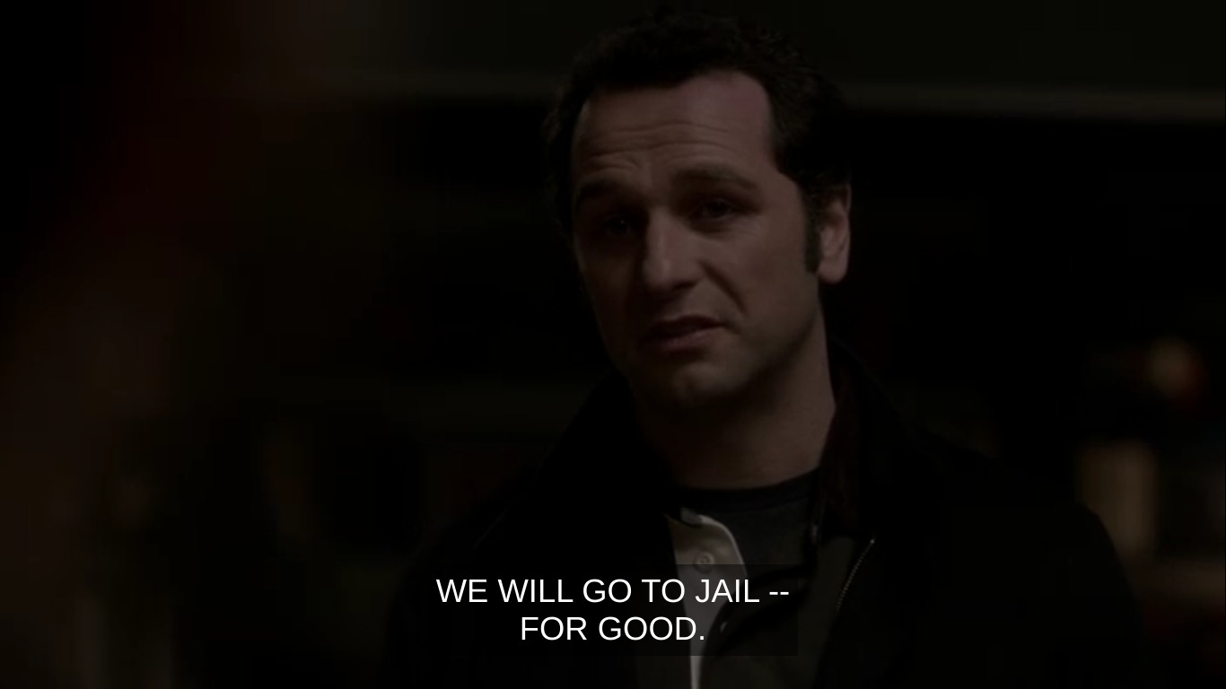 Philip saying, "We will go to jail--for good."