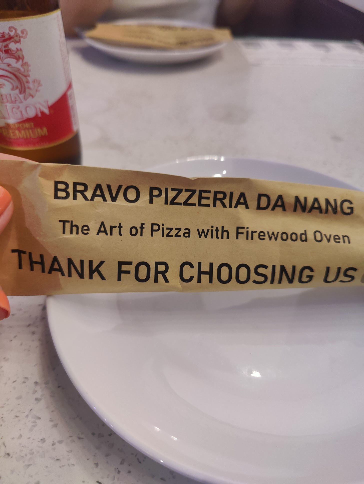 a toothpick package says thank you for visiting bravo pizzeria a toothpick package says thank you for visiting bravo pizzeria