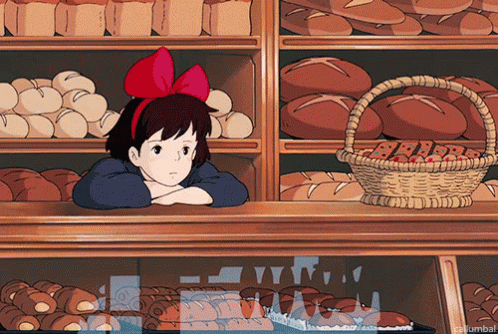 魔女宅 Kiki パン屋さん　退屈 GIF