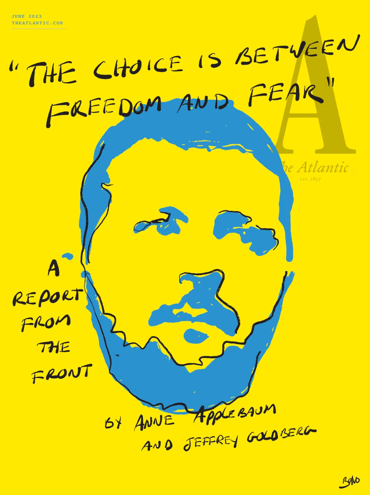 The June cover of the Atlantic magazine.

Illustrations by Bono for the Atlantic
