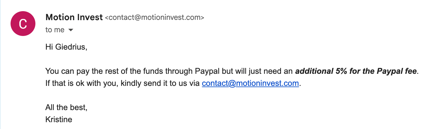 Using Paypal costs 5% extra