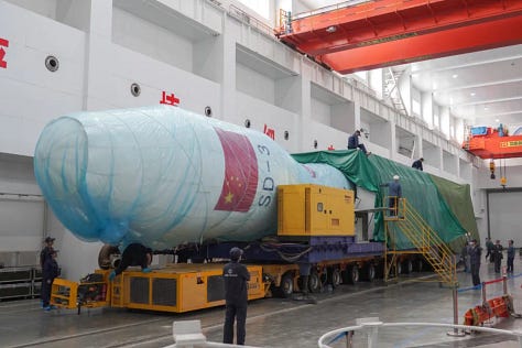 Jielong-3 undergoing launch processing ahead of being placed onto its sea-launch platform.