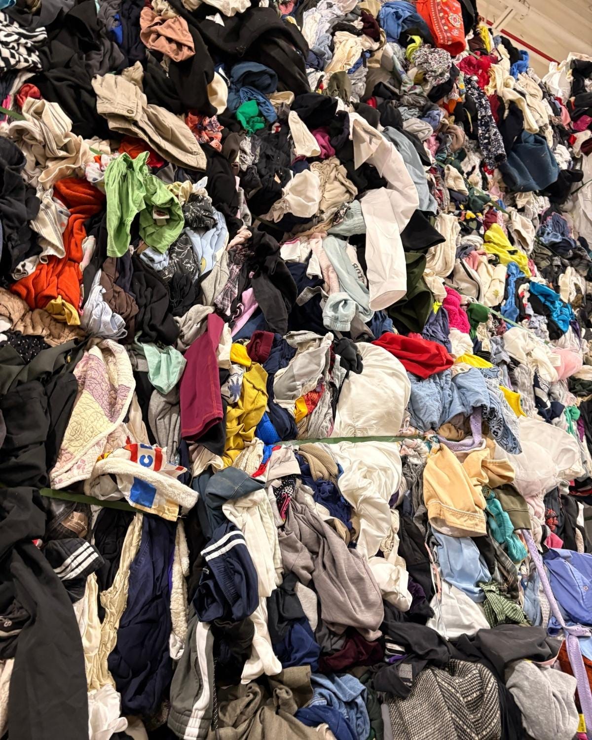 Wall of discarded clothing