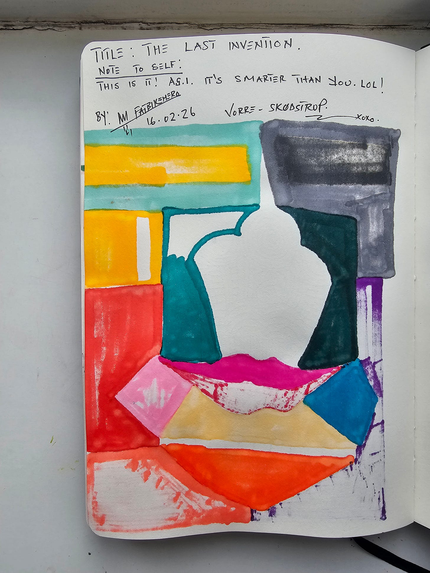 Mechanomorphic stitched face with concentric circular eye forms revealed inside geometric abstraction, by FatbikeHero.