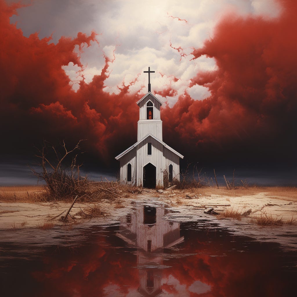 Image generated by me using Midjourney. Prompt was from Reverend Kristin Michael Hayter’s album, specifically “There’s power in the Blood” Image generated by me using Midjourney. Prompt was from Reverend Kristin Michael Hayter’s album, specifically “There’s power in the Blood”