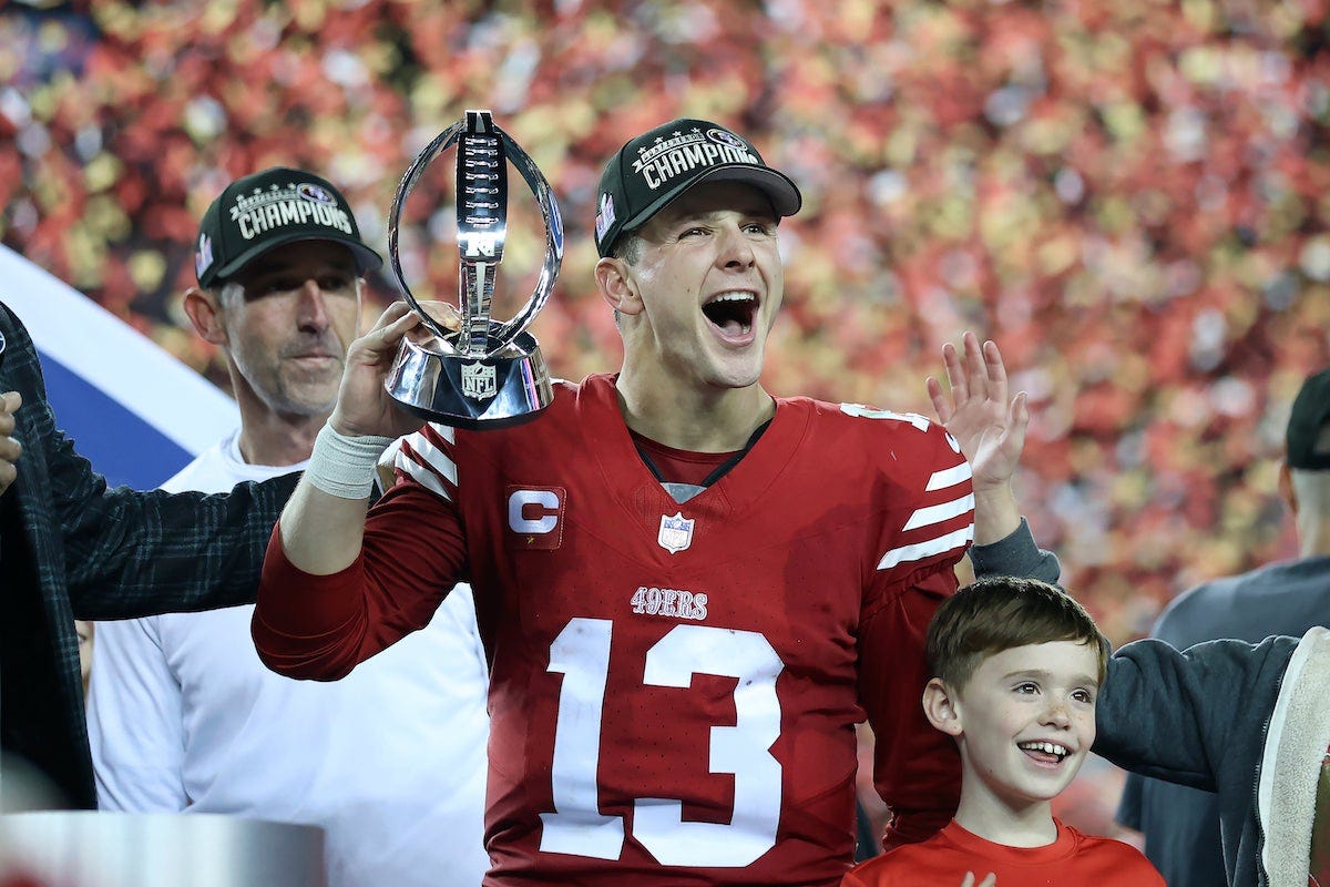 Brock Purdy, 49ers rally from 17 points down, beat Lions 34-31 to advance  to Super Bowl - WHYY