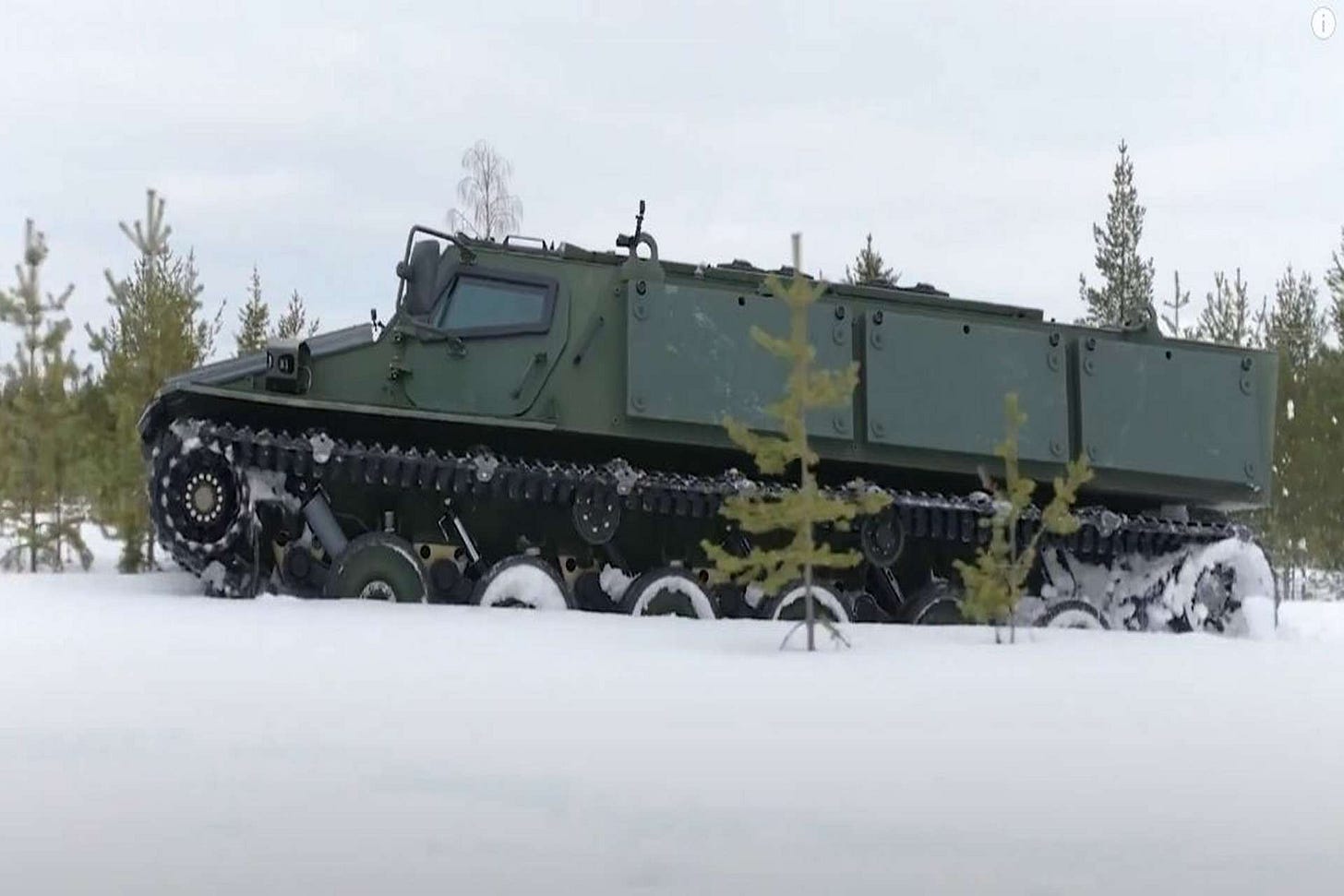 Patria Demonstrates New FAMOUS All-Terrain Tracked Vehicle Maneuvering in  Snowy Finnish Forests