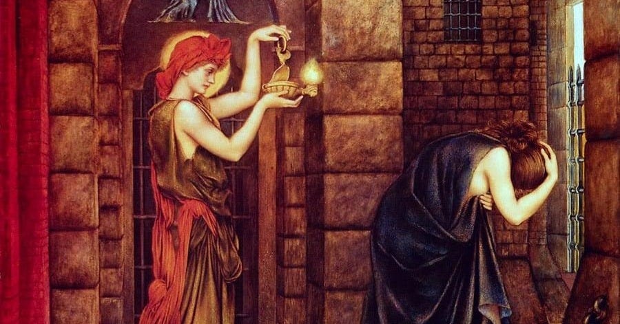 A painting of a person in a room with a person holding a lamp

AI-generated content may be incorrect.