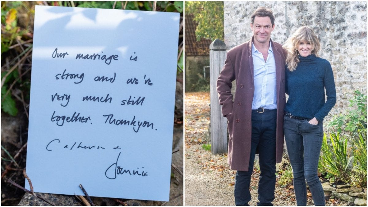 https://www.cheatsheet.com/wp-content/uploads/2020/10/dominic-west-and-wife-with-note-1200x675.jpg