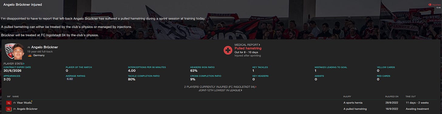 Football Manager 2023 Injury