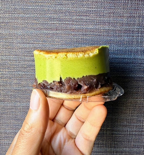 Matcha pastry, ice cream, and jelly