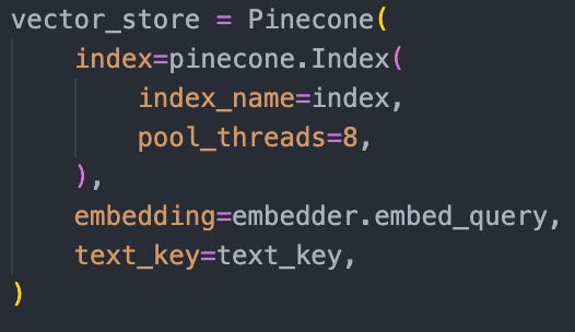 First we initialize our pinecone vector store.