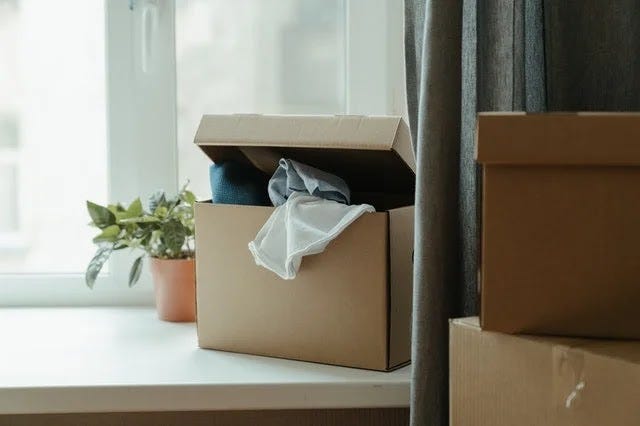 Boxes of things when moving to a new home