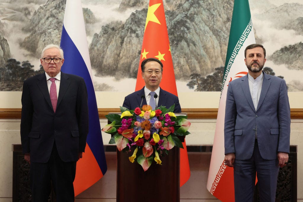 Russian Deputy Foreign Minister Sergei Ryabkov, Chinese Vice Foreign Minister Ma Zhaoxu and Iranian Deputy Foreign Ministe...