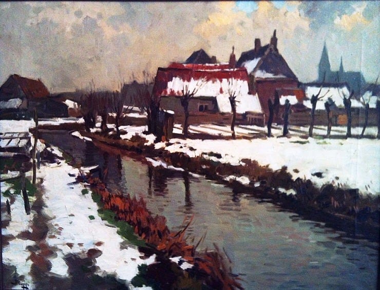 'Winterlandschap boven oma's bank' - olieverf op doek: Ben Viegers (herkomst: particuliere collectie) 'Winterlandschap boven oma's bank' - olieverf op doek: Ben Viegers (herkomst: particuliere collectie)