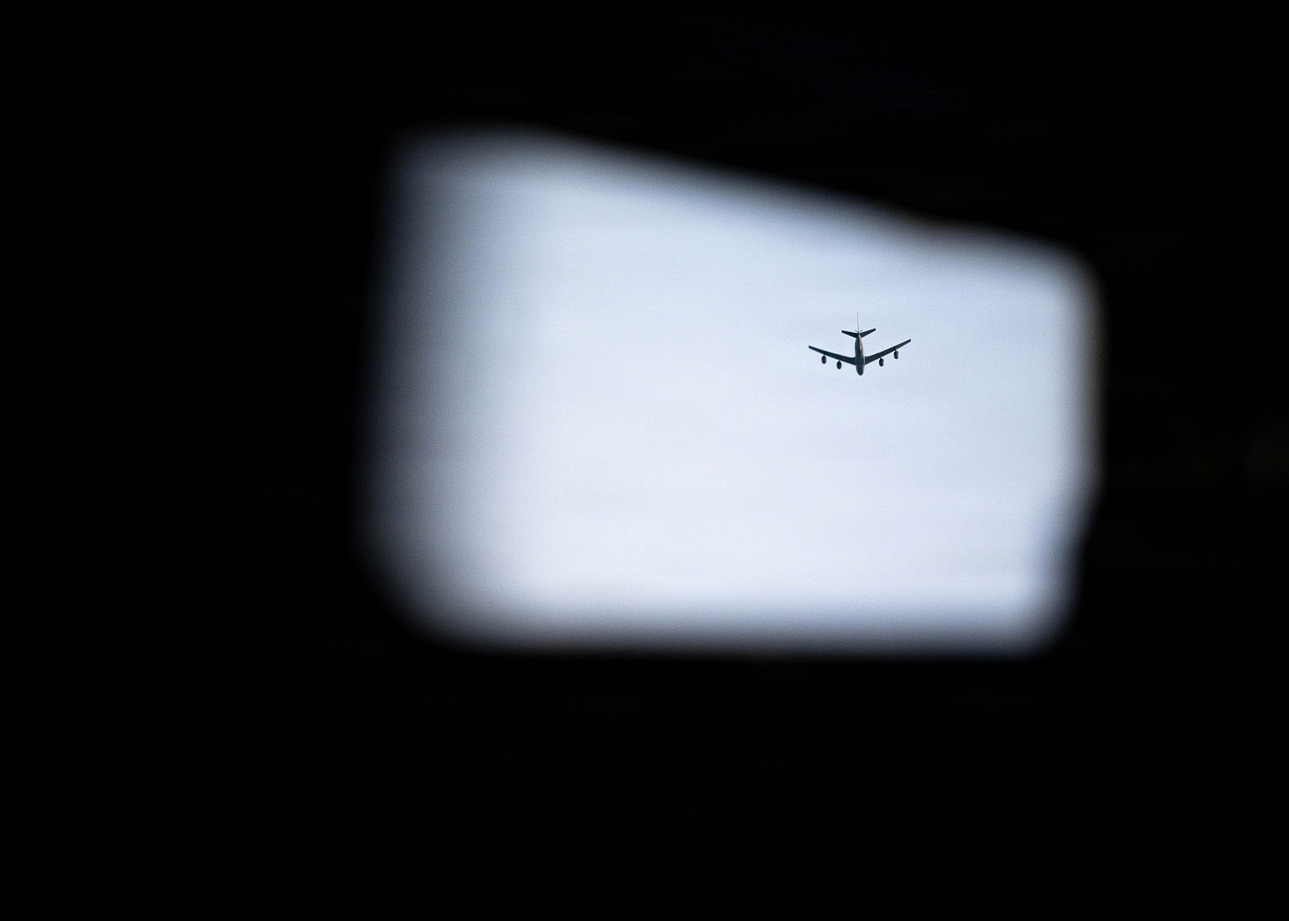 A KC-135 Stratotanker assigned to the 91st Air Refueling Squadron flies over the U.S. Southern Command area of responsibility, Nov. 20, 2025.