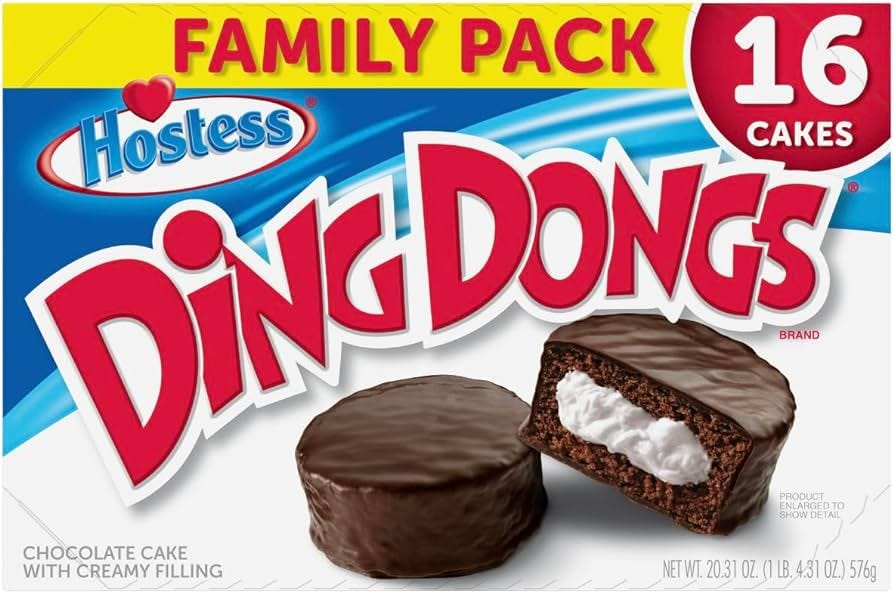 HOSTESS Chocolate DING DONGS Family Pack - 16 Chocolate Snack Cakes with  Creamy Filling