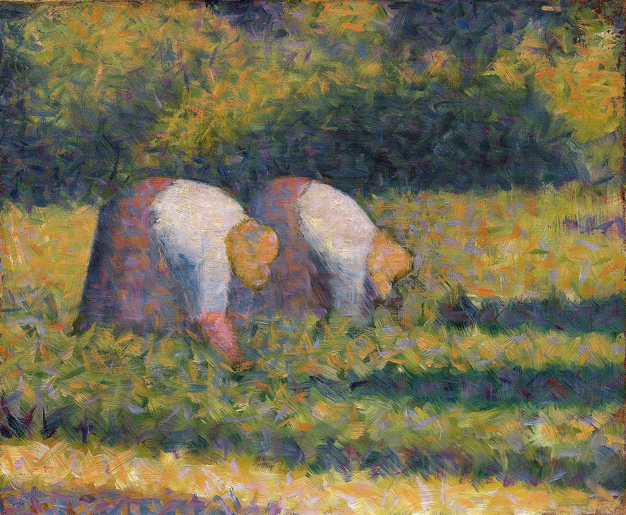 Georges Seurat, Farm Women at Work, 1882–83. Oil on canvas, 15 1/4 x 18 1/8 inches (38.7 x 46 cm) Georges Seurat, Farm Women at Work, 1882–83. Oil on canvas, 15 1/4 x 18 1/8 inches (38.7 x 46 cm)